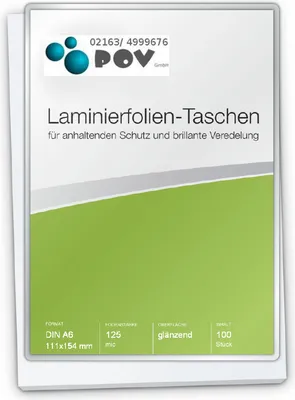Produktbild von Laminierfolien A6 (111 x 154 mm), 2 x 125 mic, glänzend