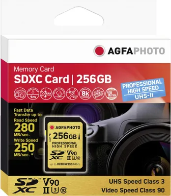 Immagine prodotto di AgfaPhoto SDXC UHS II 256 GB Professionale ad alta velocità U3 V90