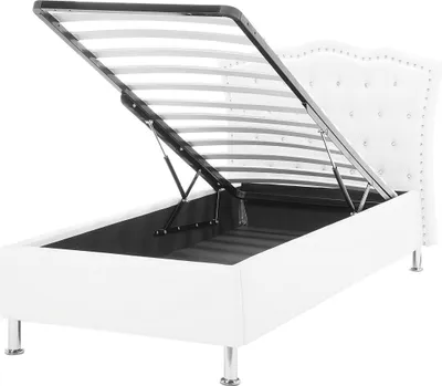 Obrázek produktu pro BELIANI postel Bílá z  90 x 200 cm s nádobou a rámem, dekorativní čelo s krystaly a cvočky