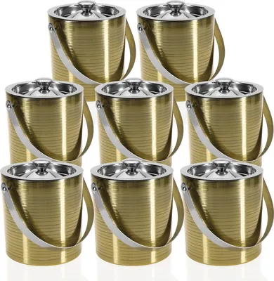 Zdjęcie produktu dla com-four® 8x wiaderko na lód ze stali nierdzewnej - dwuścienny pojemnik na kostki lodu z pokrywką i uchwytem - chłodziarka do szampana i wina - taca chłodząca do owoców, warzyw i czekolady - ok. 1,5 litra