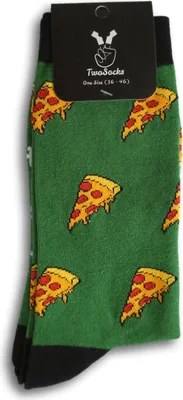 Produktbild von TwoSocks lustige Socken - Pizza Socken grün, Motivsocken für Damen & Herren  Baumwolle Einheitsgröße