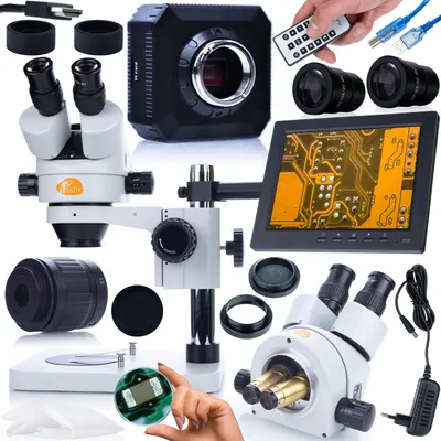 Image de Microscope professionnel Mercury Pro avec caméra, support et écran de 8 pouces