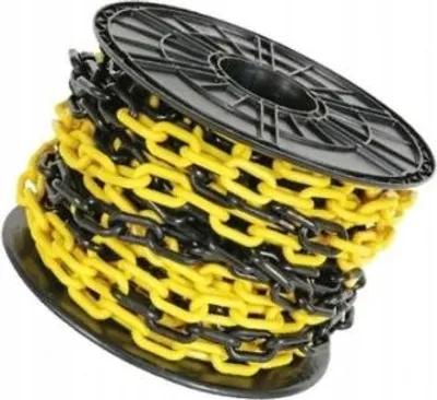 Produktbild von FEINZ | Warnkette 10mm - Gelb-Schwarz - 20m Rolle - Hochwertig - Wetterfest - Sichtbar