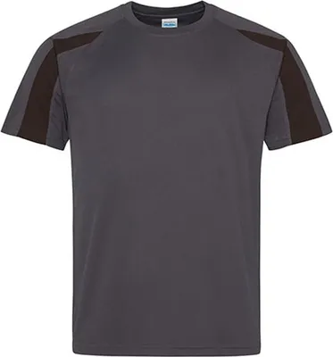 Zdjęcie produktu dla Just Cool JC003 | Contrast Cool Sport T-Shirt + WRAP z certyfikatem - Kolor: Charcoal (Solid)/Jet Black - Rozmiar: XL