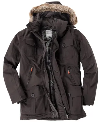 Produktbild von Brigg dunkelbrauner Parka mit abnehmbarer Kapuze Übergröße