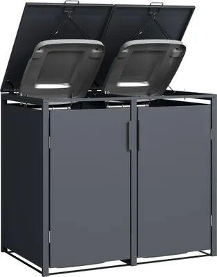 Produktbild von 2er Mülltonnenbox, 132x80x116cm, Stahl, anthrazit