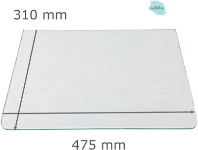 Produktbild von Kühlschrank Einlegeboden - Strukturglas Kathedral 4 mm - 2 abgerundete Ecken - 475 mm x 310 mm - (89,96 EUR / qm - Mindestbfl. 0,25 qm - Kantenb 5,35 EUR / lfm. - Eckenb. 1,00 EUR / Stck.)