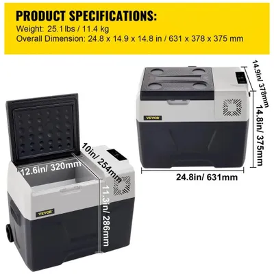 Image de Réfrigérateur de voiture - Glacière portable - Mini-réfrigérateur - Réfrigérateur pour camping-car - Capacité de 30 litres - Fonctionnement 12/24V et 220V