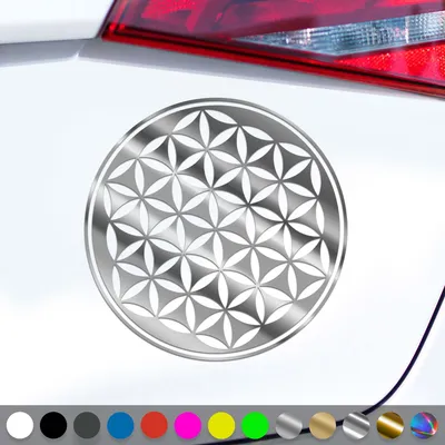 Produktbild von PantherPixel Blume des Lebens Aufkleber Yoga Mandala Lebensblume Sticker Auto Geschenkidee Farbe Chrom-Silber
