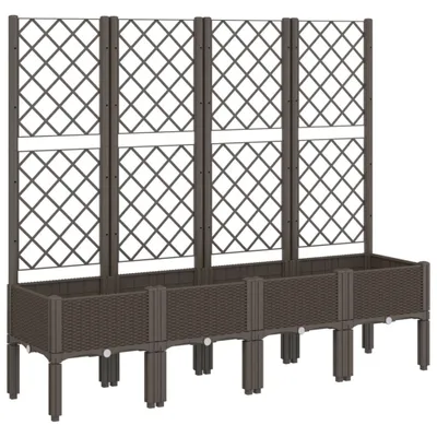 Image de vidaXL Bac à plantes avec treillis brun 160x40x142 cm PP