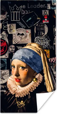 Produktbild von MuchoWow® Poster Das Mädchen mit dem Perlenohrring - Tätowierung - Vermeer 60x120 cm - Wandschmuck