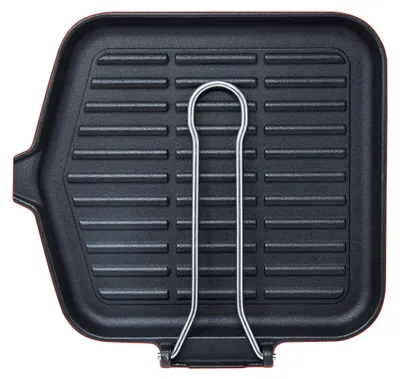 Gusseisen-Grillpfanne 24x24 cm, schwarz, für Fleisch, Fisch & Gemüse