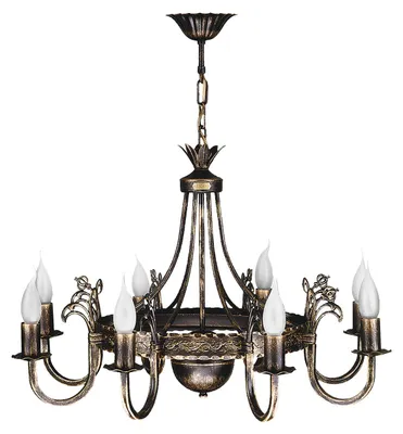 Produktbild von JUPITER KORONA Hängeleuchte Klassisch 8-flammig E14 Pendelleuchte Vintage Retro Landhausstil Handpatiniert Stahl Braun