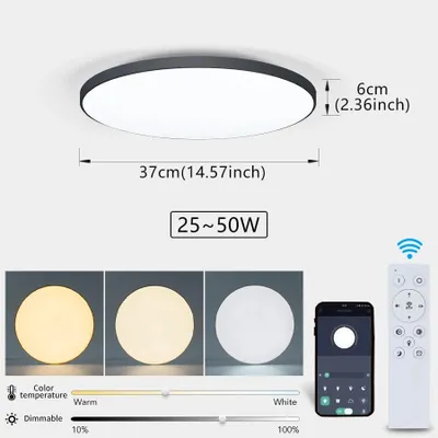 Zdjęcie produktu dla Lampa sufitowa z regulacją jasności i pilotem, czarna obudowa