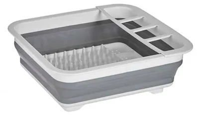 Silikon-Abtropfgestell faltbar 29x38 cm weiß-grau