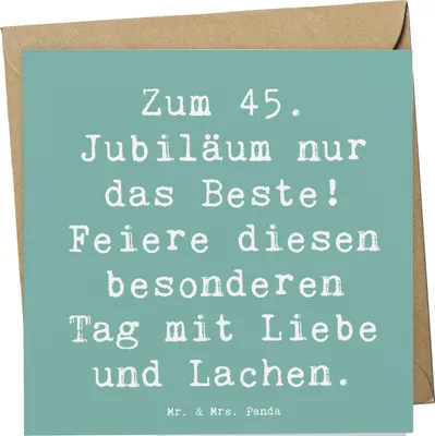 Produktbild von Mr. & Mrs. Panda Glückwunschkarte Spruch 45. Geburtstag Feiern - Meeresbrise - Geschenk, doppelkarte, Geburtstagsfeier, faltkarte, Grußkarte, Freude, anlasskarte, Alter