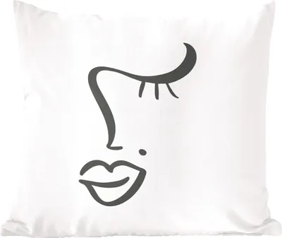 Produktbild von MuchoWow® Zierkissen Sofakissen Wohnzimmer Dekokissen 40x40 cm Gesicht - Frau - Schwarz - Weiß - Foto Kissen - Schlafzimmer Dekoration