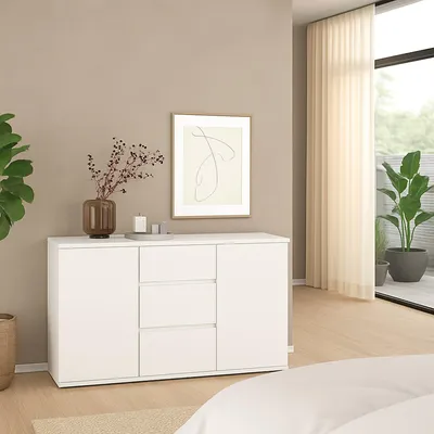 Image de Zumpano - Buffet, 119x40x84h cm Blanc, 2 Étagères
