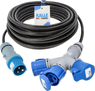 Produktbild von Kalle Verlängerungskabel CEE 230V 16A 1,5mm² 3-Fach Kupplung IP44 5 Meter
