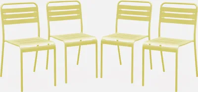 Produktbild von sweeek - 4er-Set Gartenstühle aus Stahl - Gelb
