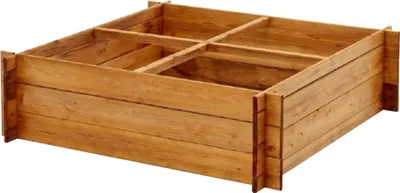 Produktbild von Pflanzkasten aus Holz, Kräuterbeet mit 4 Pflanzzonen, Hochbeet 100 x 100 x 30 cm (L x B x H)