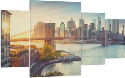 Produktbild von Bild auf Leinwand - Leinwandbild - New York Brücke - 160x90cm - Wand Bild - Wanddeko - Wandbilder - Leinwanddruck - Bilder - Kunstdruck - Wanddekoration - Leinwand bilder - Wandkunst - DL160x90-4047