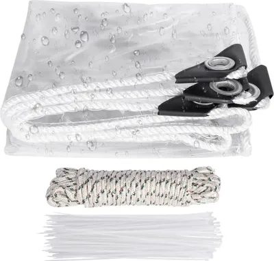 Image de Bâche PVC claire imperméable Tarps Protection des plantes Rideaux de pluie Bâche de protection, 2m x2.5m Pour meubles de jardin, Résistant au froid, à la pluie, au gel