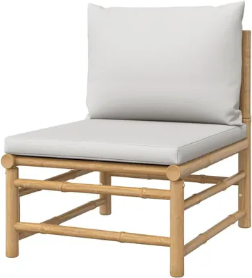 Productafbeelding van Tuinbank met Kussens - Buitenbank Modulair - Ontspannen Buiten - Duurzaam Bamboe Materiaal - 69 x 55 x 65 cm