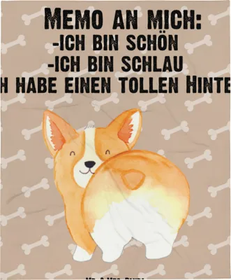 Produktbild von Mr. & Mrs. Panda Plaid Corgi Po - Hundeglück - Geschenk, Positiv, Hund, Kinderdecke, Sprüche, Schlummerdecke, Babydecke, Erstlingsdecke, Fleecedecke, Achtsamkeit, Corgie