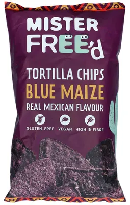 Obrázok produktu pre MISTER FREE'd – Tortilla chipsy z modrej kukurice – bezlepkové a vegánske – 135 g