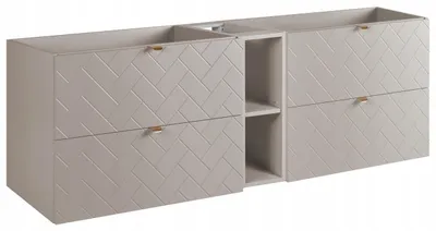 Zdjęcie produktu dla Szafka Łazienkowa Wisząca Pod Umywalkę 180X46 Cm Rensan Kaszmir Z Regałem