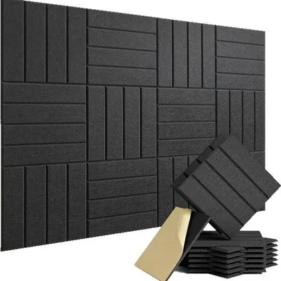 Produktbild von Schallschutz-Panel - Lärmdämmung - Raumverbesserung - Selbstklebendes Design - 12 Stück - Schwarz