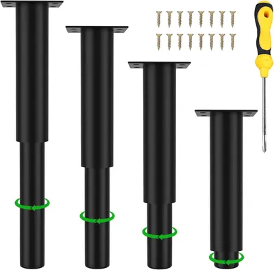 Productafbeelding van Verstelbare Meubelpoten - 4 stuks, Hoogte 25-42 cm, Zwart, Belastbaar tot 800 kg