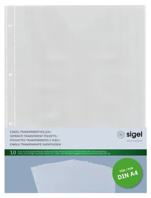 Produktbild von SIGEL SM190 Einzel-Transparenthüllen, A4, 10 Stück
