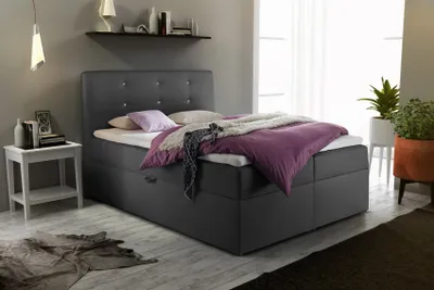 Produktbild von Boxspringbett Schlafzimmerbett MONZA Kunstleder Anthrazit 180x200 cm
