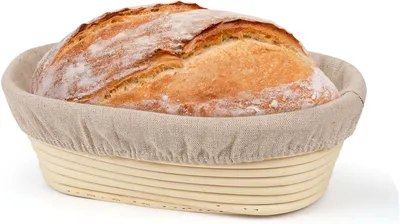 Produktbild von Brotbackset 25 cm, ovaler Gärkorb, für Brotbacken