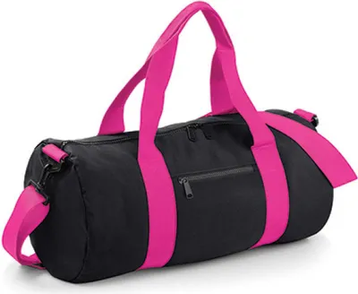 Image de BagBase BG140 | Original Barrel Bag / Travel bag | 50 x 25 x 25 cm - Couleur : Noir/Fuchsia - Taille : 50 x 25 x 25 cm
