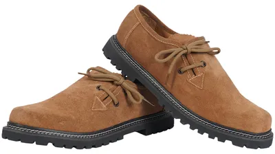 Produktbild von Trachten Haferlschuhe Trachtenschuhe Original-Handmachart Lederschuhe aus Wildleder, Schuhgröße:45, Farbe:Kastanienbraun