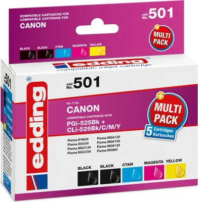 Produktbild von EDDING Multipack 5 Canon PGI-525 black + CLI-526 colour