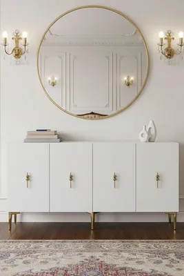 Produktbild von Skye Decor, Hochwertiger Konsolentisch (3-teilig) in Weiß und Gold, 125 cm | 100% Melamin