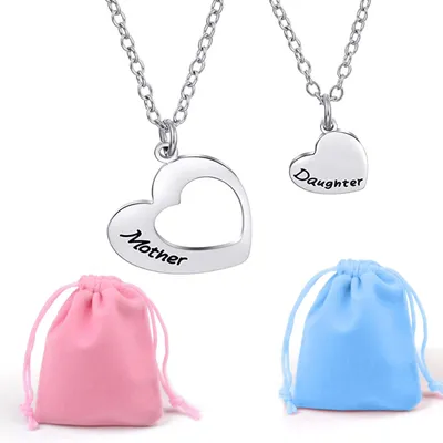 Produktbild von Floatdream Mutter Tochter Halsketten, Cut-Out Herz Mutter Kind Set, Passende Her