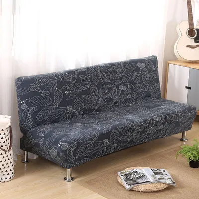 Obrázek produktu pro Elastický kryt bez područek na pohovku Bez područek na pohovku Stretch Futon Ochranný kryt 3-sedák Plně rozkládací pohovka Štít pro rozkládací pohovku bez područek ( Modrý list )