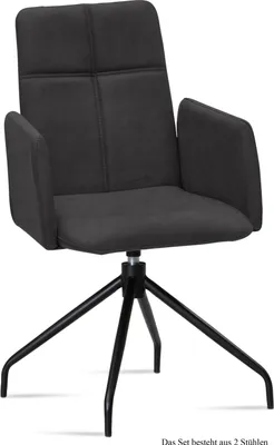 Produktbild von Armlehnstuhl drehbar (2er-Set) Doanna 52x92x60 Schwarz/Anthrazit