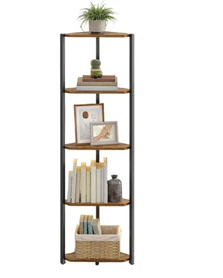 Immagine prodotto di Libreria marrone con 5 ripiani – Scaffale portaoggetti in legno – 24,8 x 48 x 146,6 cm
