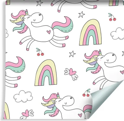 Produktbild von 10m VLIES TAPETE Rolle Kinderzimmer Einhürner Regenbogen Sterne Himmel XXL
