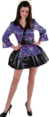 Produktbild von M213180-M-A blau-schwarz Damen Kostüm Kleid kurz Gr.M=40