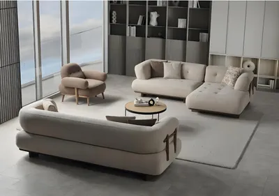Produktbild von Multifunktionale Sofagarnitur: Dreisitzer-Sofa, Ecksofa und stilvoller Sessel
