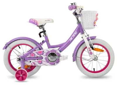 Image de Vélo pour enfant de 40 cm - Vélo pour fille avec stabilisateurs - Panier - Cadre en acier - Freins V à l'avant, frein à rétropédalage à l'arrière - Couleur : violet