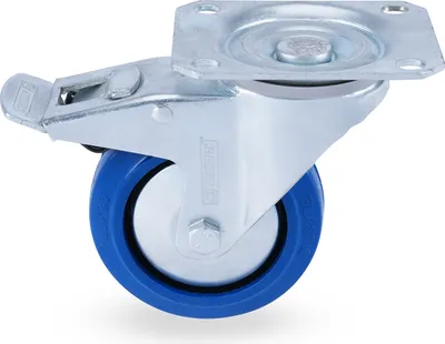 Produktbild von Riggatec Lenkrolle 100mm BLUE WHEEL mit Bremse