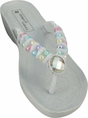 Produktbild von Scarpa Damen Sandalen mit Glitzer-Fußbett und Perlenverzierung, Silber Pastellfarben